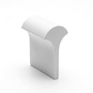 White PVC filler/locking strip shown as a 3D moulded profile shape, studio shot