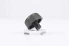 Grey rubber bonnet buffer with mounting stem, angled view on a stand
