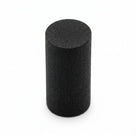 Short upright black sponge rubber cylinder, top-down studio shot showing porous cut face