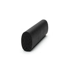 Short length of black sponge rubber cord at an angle, cut end showing porous texture