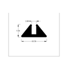 Technical line drawing of over rider trim profile with millimetre dimensions