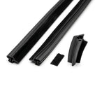 Flocked black outer waist strips plus corner piece and pad, white background