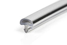 PVC chrome filler/locking strip shown as a glossy chrome-finish extruded profile