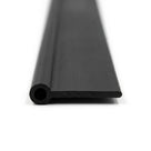 Black PVC wing piping shown end-on, hollow bead with wide flat tail profile