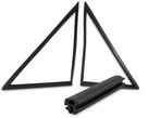 Pair of black triangular quarterlight seal frames with a straight seal, white background