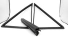 Two black triangular quarterlight seal frames crossed over a straight seal, white background