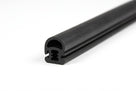 Length of black rubber quarterlight seal with serrated gripping channel, studio shot