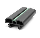 Black door moulding profile with pale green centre insert, angled studio shot