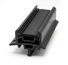 Black door moulding profile with glossy insert channel, angled studio shot