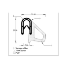 Technical line drawing of self-grip rubber seal profile with sponge wedge, dimensions in mm