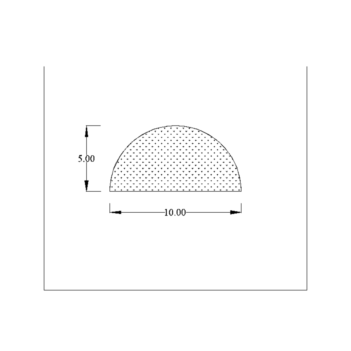 Dimensioned half-round profile diagram with 10mm and 5mm measurements