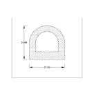 Dimensioned D-section diagram with 25mm and 24mm measurements