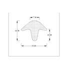 Cross-section diagram of sponge T-section, 19.00mm x 16.50mm, stem 10.50mm