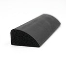 Black sponge rubber wedge strip showing porous cut-end texture, angled shot
