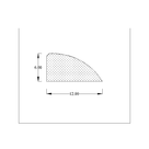 Cross-section diagram of sponge wedge section, 12.00mm x 6.00mm, curved top