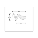 Dimensioned line diagram of the wing-shaped sponge profile with 28mm, 21mm and 12mm measurements