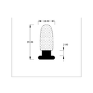 Technical line drawing of bulb-shaped sponge section seal profile, dimensions in mm