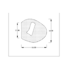 Technical diagram of rounded seal profile with keyhole slot, 11.00, 14.00 and 16.00mm dimensions