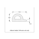 Dimensioned diagram of the flanged D-section with 9mm, 6mm and 1.50mm marks, adhesive backed