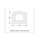Dimensioned hollow-arch diagram, 12mm x 10mm, noting adhesive backed 75 metre coils