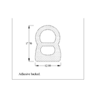 Technical diagram of figure-8 hollow seal profile marked adhesive backed, 17.50 x 12.00mm