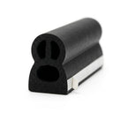 Black sponge figure-8 seal with twin hollow bores and white adhesive tape