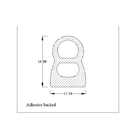Cross-section diagram of figure-8 sponge seal, 11.50mm x 16.00mm, adhesive backed