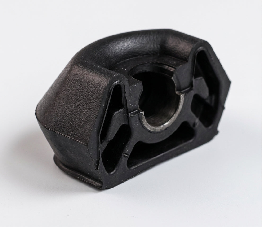 Black moulded rubber boot lever gaiter shown at an angle, ribbed sides visible