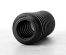 Black ribbed rubber strut gaiter shown end-on, studio shot on grey background