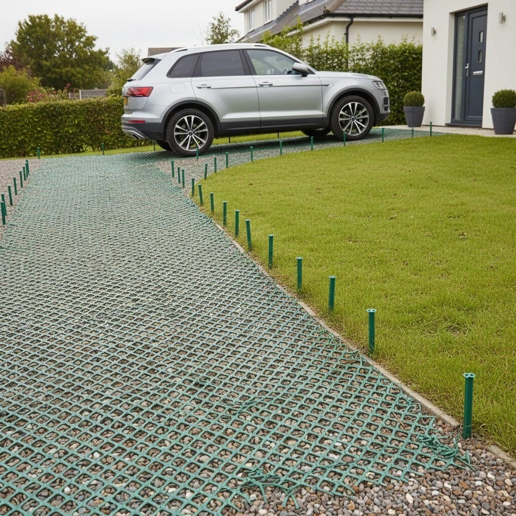 13 mm anti-slip ground reinforcement mat for vehicle access and lawn protection