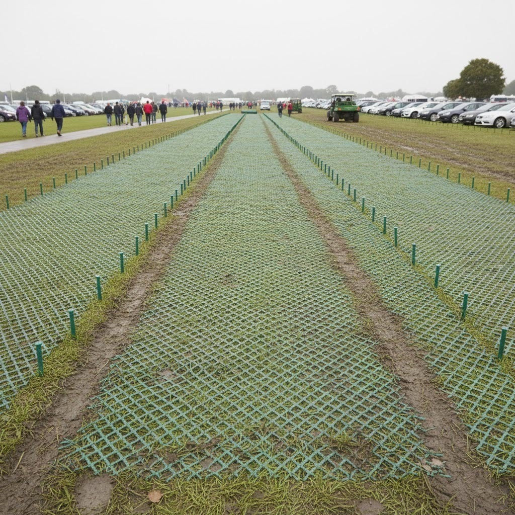 13 mm ground reinforcement mat providing slip-resistant surface for vehicles and pedestrians