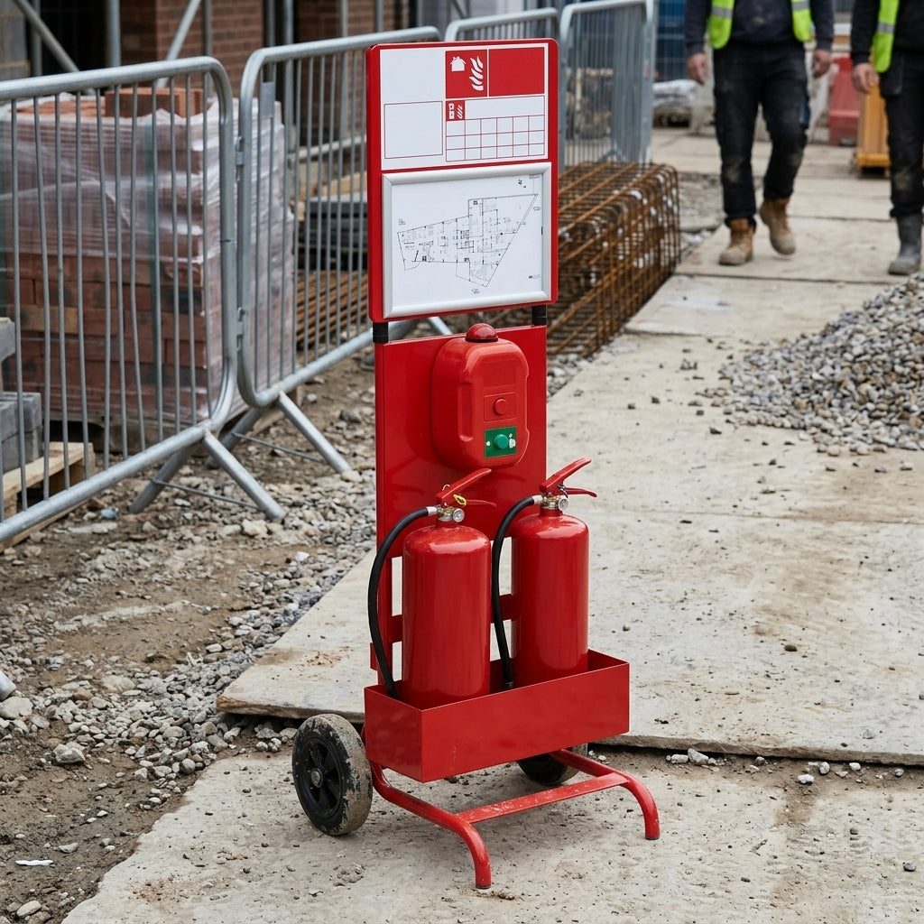 Mobile Fire Extinguisher Stand with Signage