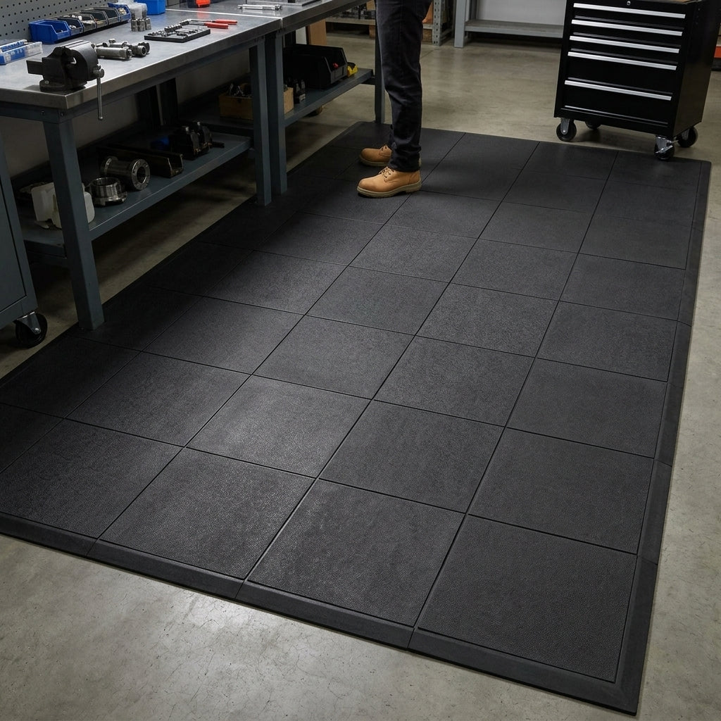 Solid Top Anti-Fatigue Modular Rubber Mat for Dry Industrial Areas