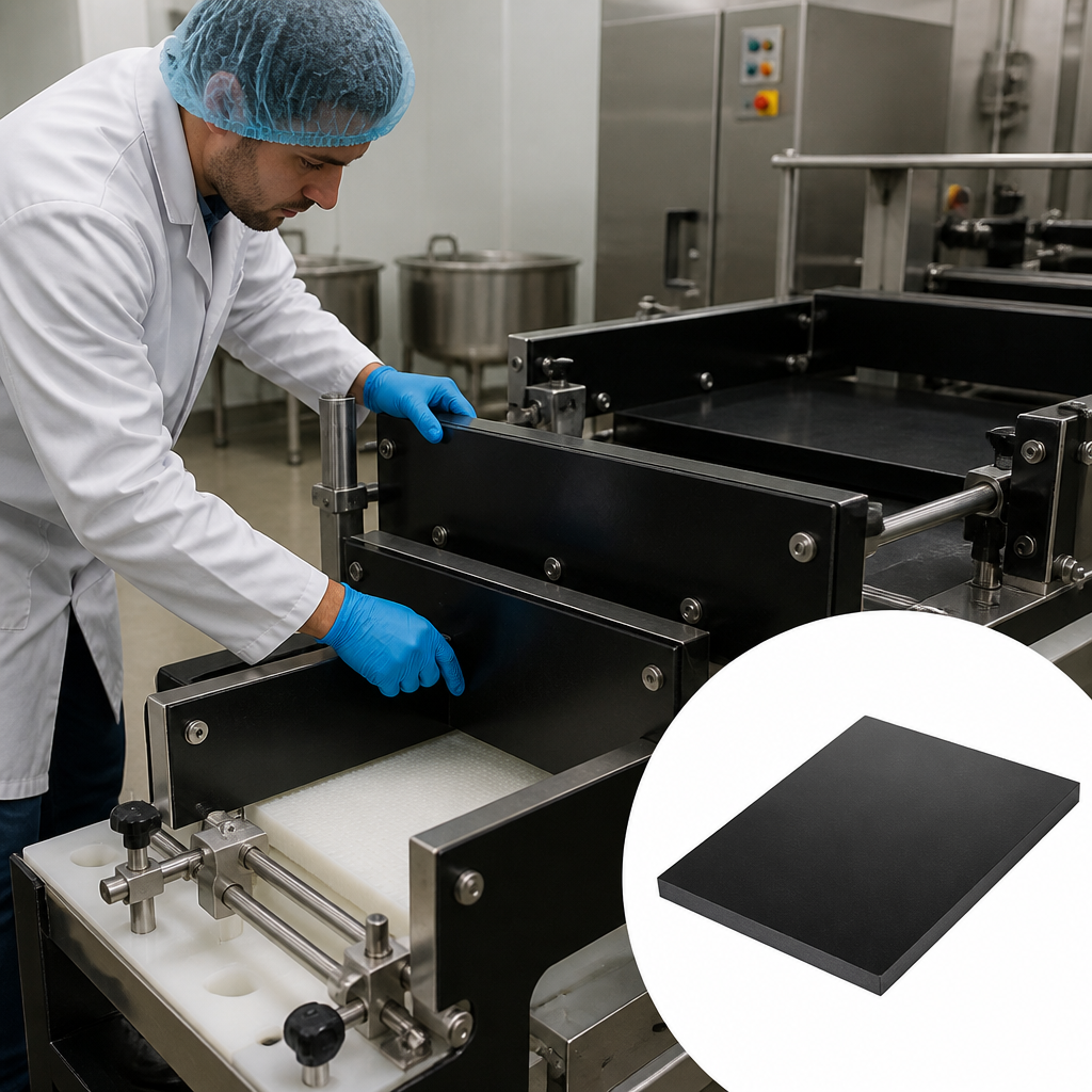 High Density Polyethylene Black Sheet for Food Industry Applications 15mm to 60mm thick - UK Engineering Plastics