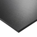 Close crop of a black polyethylene sheet corner on white, textured face and clean edge