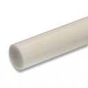 Off-white polypropylene rod standing at an angle on white, shaded end face at the bottom