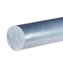 Small crop of a pale grey PVC rod on white, streaked cut end face towards the right