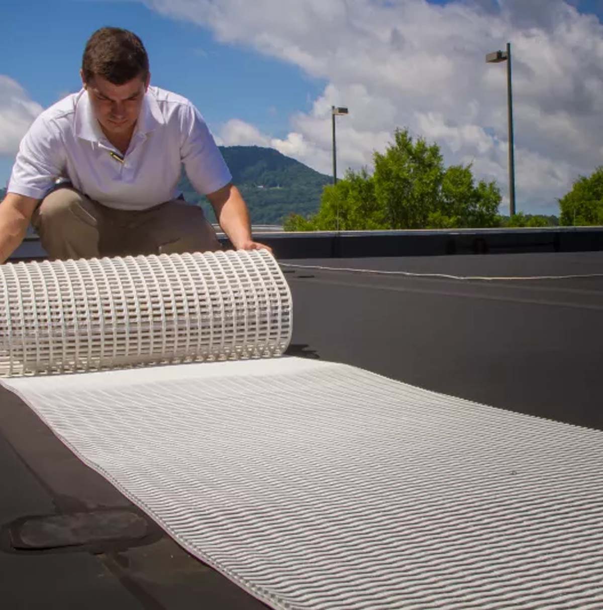 Slip-Resistant Walkway Mat for TPO Roofing and EPDM Roof Membranes