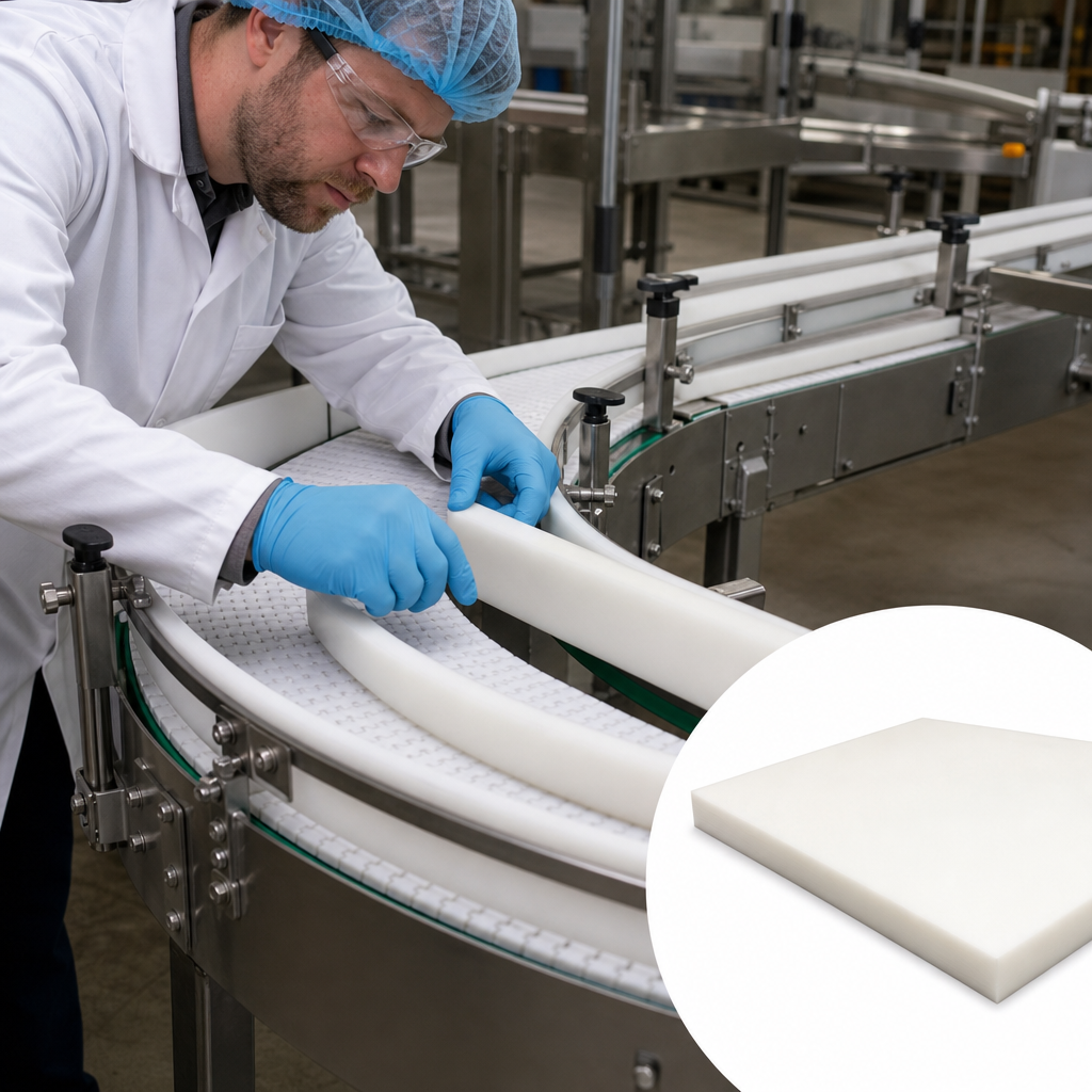 PETP Natural (White) Sheet 10mm to 80mm thick for Wear pads & conveyor parts - UK Engineering Plastics