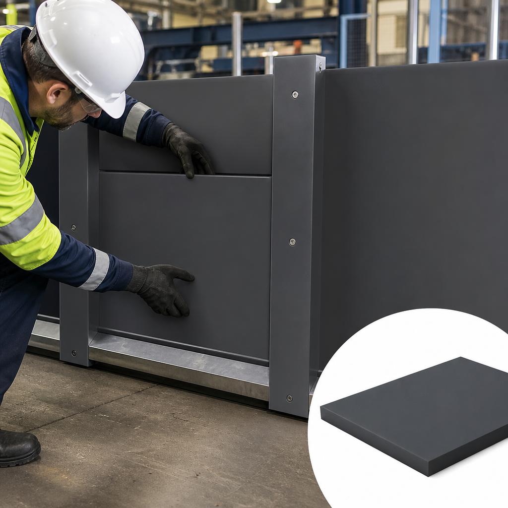 Unplasticised PolyVinylChloride Grey Sheet 30mm to 50mm thick for Signage & protective barriers - UK Engineering Plastics