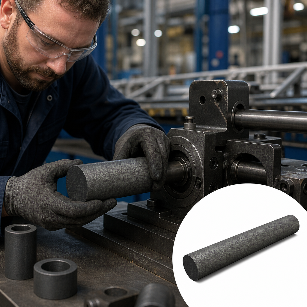 Nylatron GSM Black-grey Rod 50mm to 130mm dia for Bushes & cams - UK Engineering Plastics