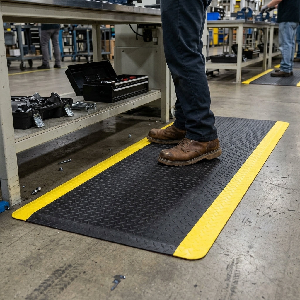 Anti-Fatigue Mat with Diamond Plate Surface – 14mm Thick