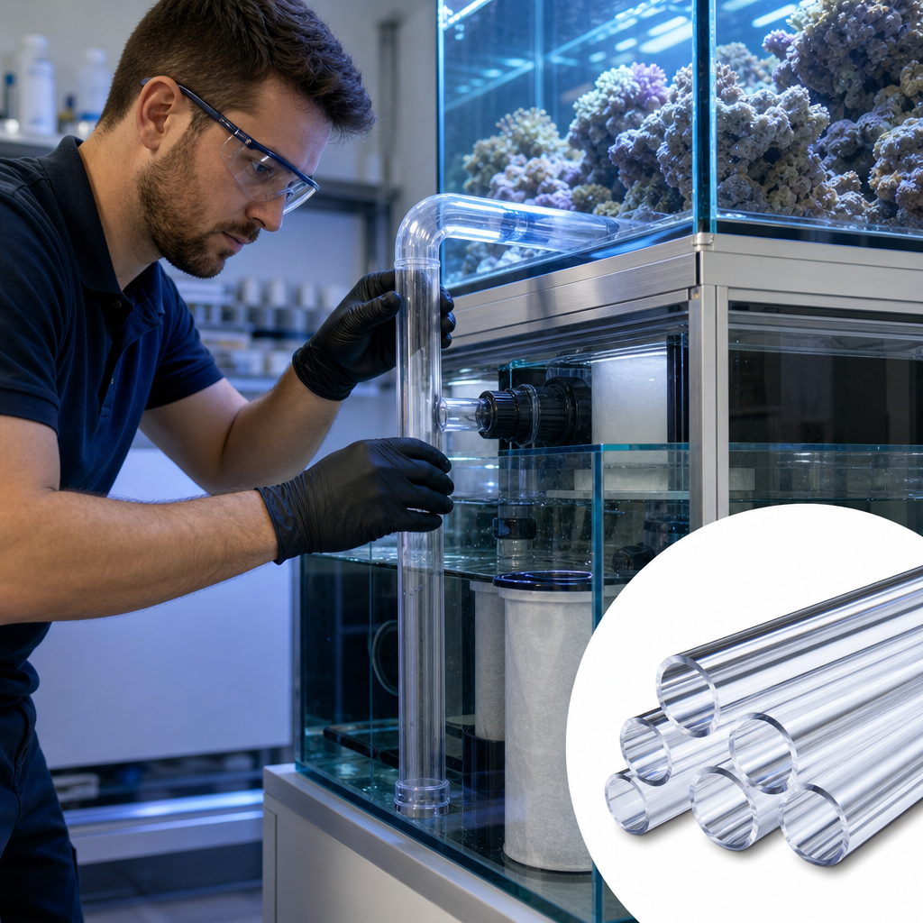 Extruded Clear Acrylic Tube 8mm to 25mm dia for Aquarium tanks & furniture components - UK Engineering Plastics