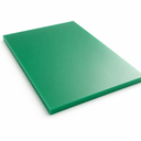 Green polyethylene slab angled on white, glossy face and clean square edge