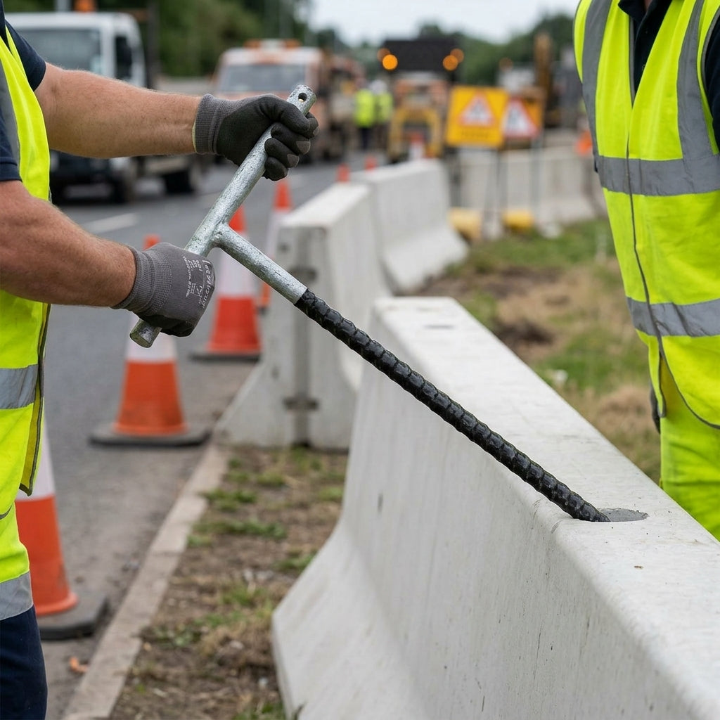 Lifting Bar for Roadside Barrier Installation