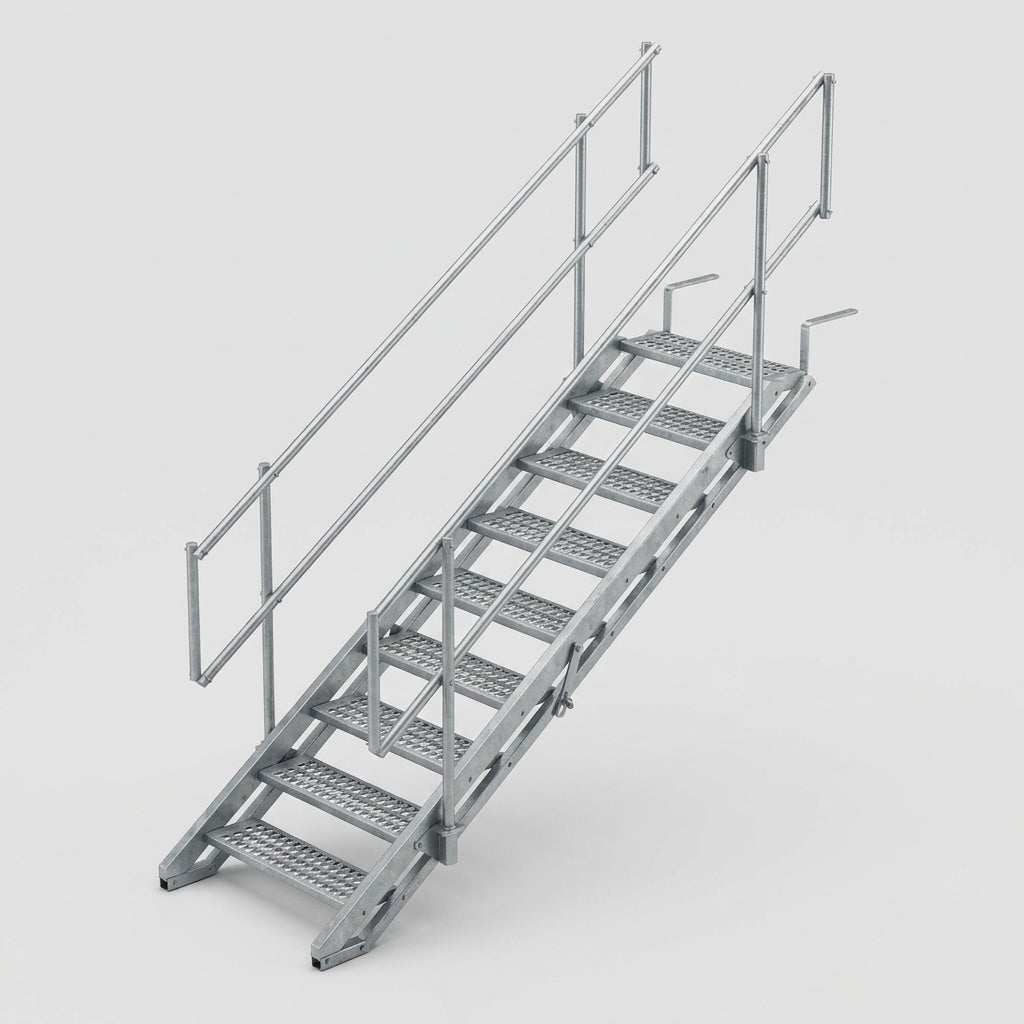Steel Stairway with Detachable Handrails – EN 12811 Compliant (view 2)