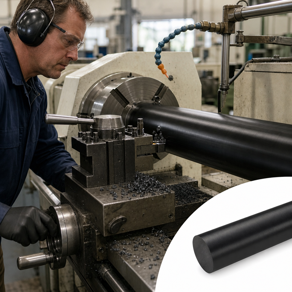 Cast Nylon 6 Black Rod 160mm Diameter for Engineering Applications 160mm to 300mm diameter - UK Engineering Plastics