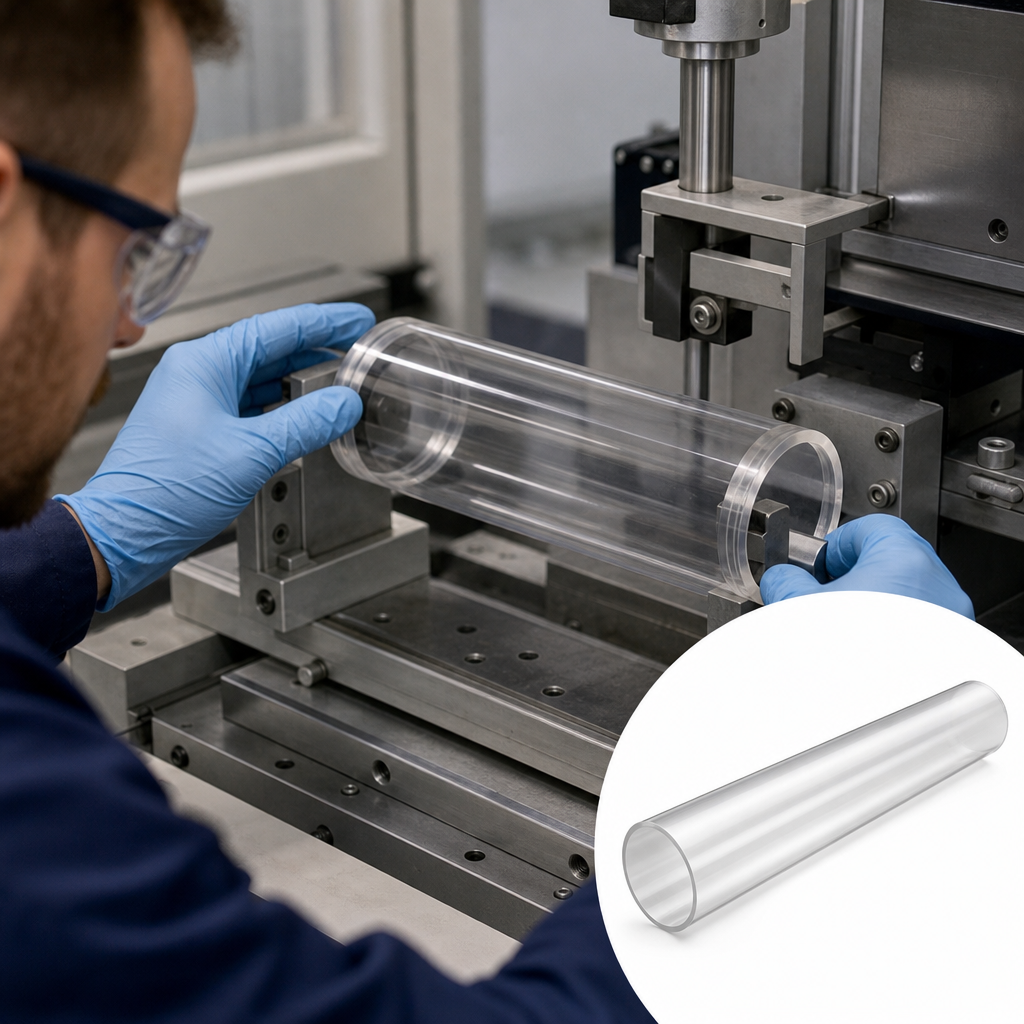 Acrylic Extruded Clear Tube 45mm to 60mm dia for Protective barriers & signage - UK Engineering Plastics