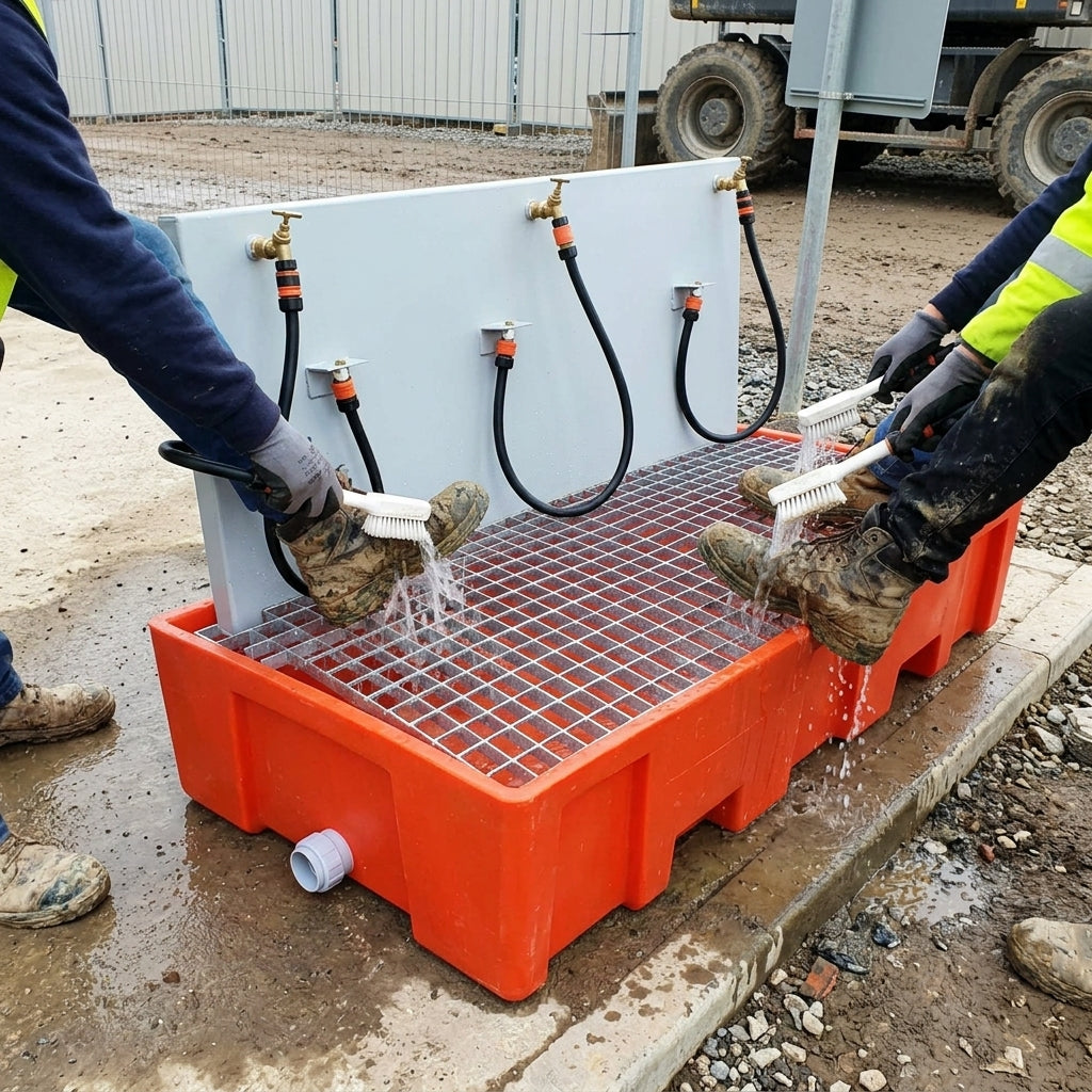 Boot Wash Station with Handheld Brushes for Multiple Users