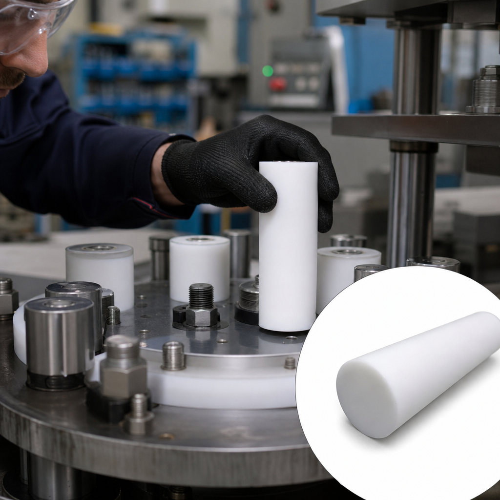 PTFE White Rod 130mm to 200mm dia for Insulators & bearings - UK Engineering Plastics